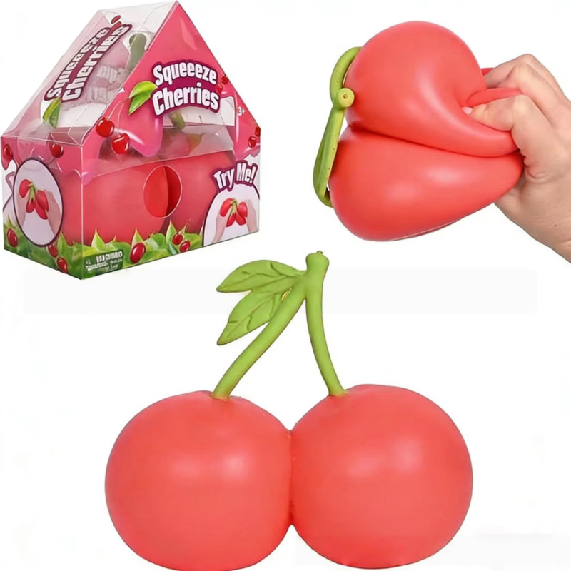 Fruit-shaped Stress Relief Toys, Cherry Squishy Toy, Grip Toy, Various Kinds of Squeeze Stress Relief Toys, Squishy Toy