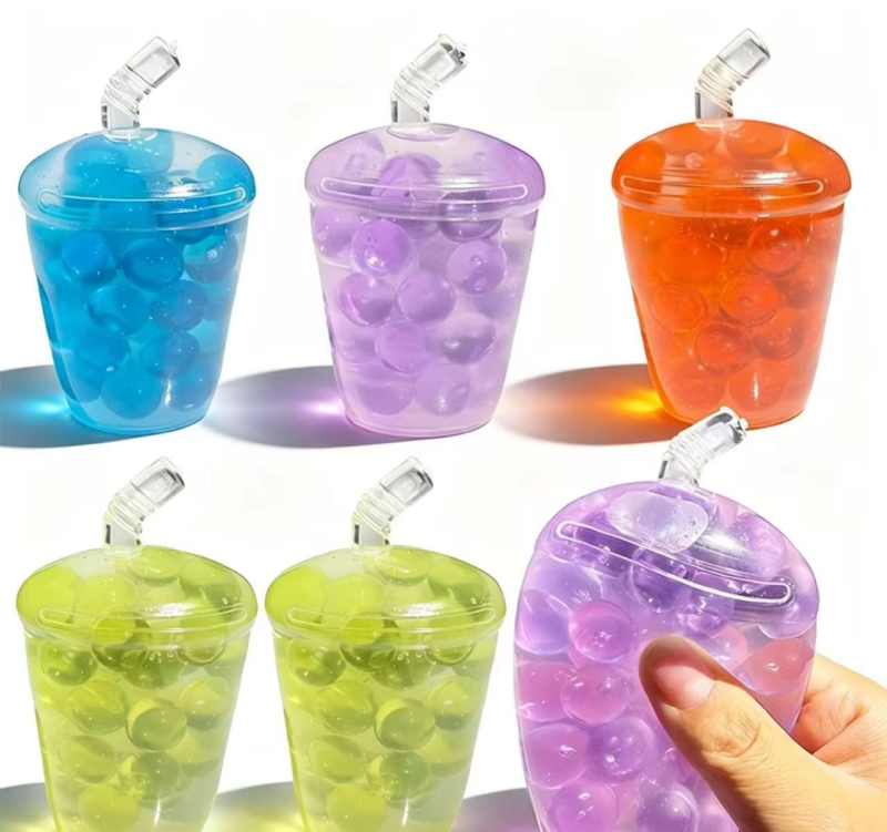 Various Uniquely Shaped Creative Designs, Popping Bead Realistic Drink Squishy Toy, Stress-relief Squeeze and Squish Toy