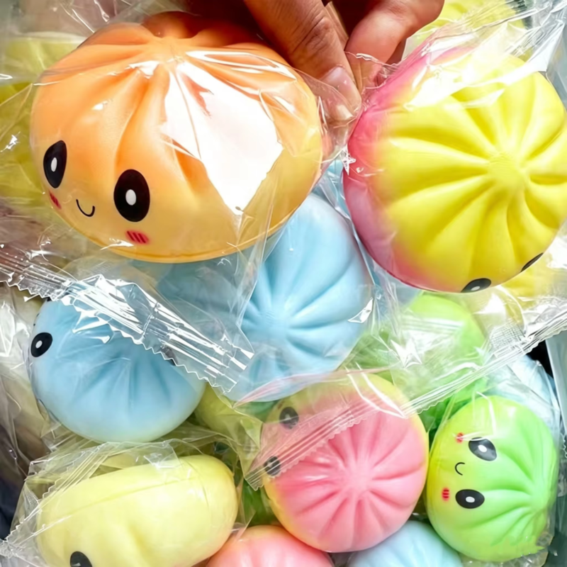 Cute and Quirky Simulated Dim Sum Play Food in Various Colors, Xiaolongbao Squeeze and Press Stress-relief Fidget Toy
