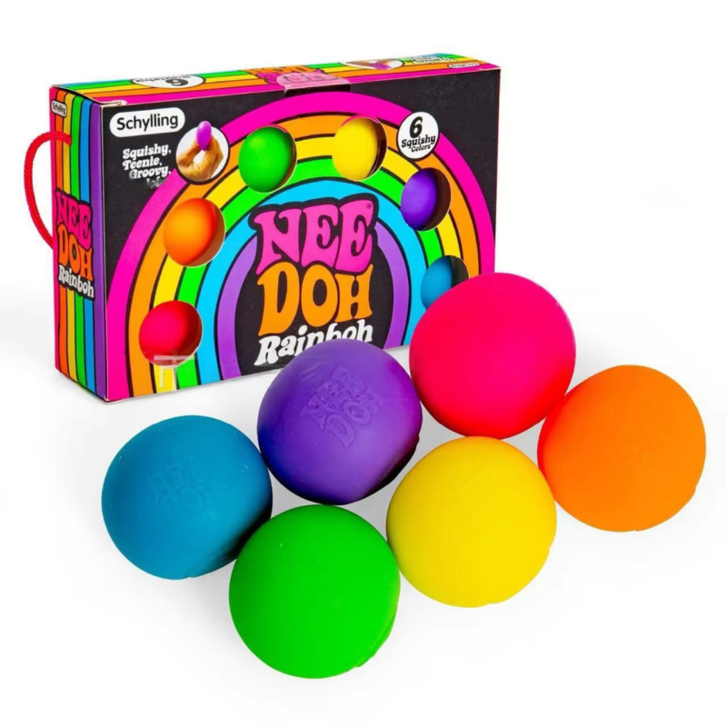 NEE DOHStress-relief Rainbow Squeeze Toy Mini Stress Ball, Colorful Stress-Relief Toy Ball,  Funky Toy Ball