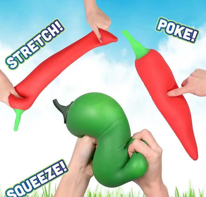 Extra-large Soft Squishy Chili Pepper Toy, Chili-shaped Stress Relief Toy to Squeeze, Red and Green Chili Stress Relief Squishy