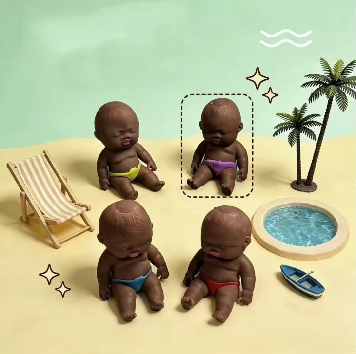 Small Black Doll Stress Relief Toy Plastic Ugly-Cute Squishy Slow Rising Novelty Toy