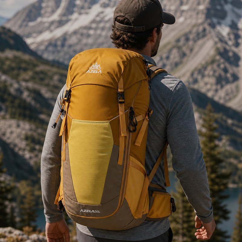 AZELA Premium Trekking Pack Light Red 40L Lightweight