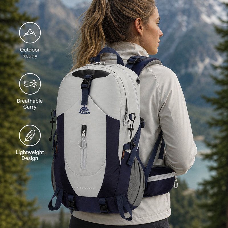 AZELA 40L Trekking Backpack Lightweight Durable Travel
