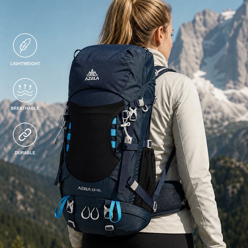 AZELA Premium Trekking Pack 50L Waterproof Backpack Yellow