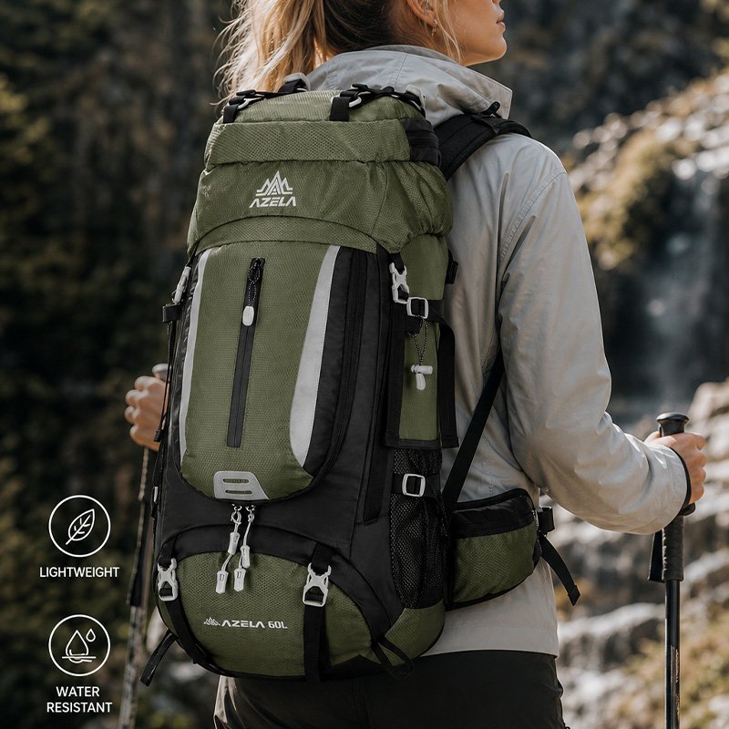 AZELA Premium Trekking Pack 45L Orange Durable Waterproof
