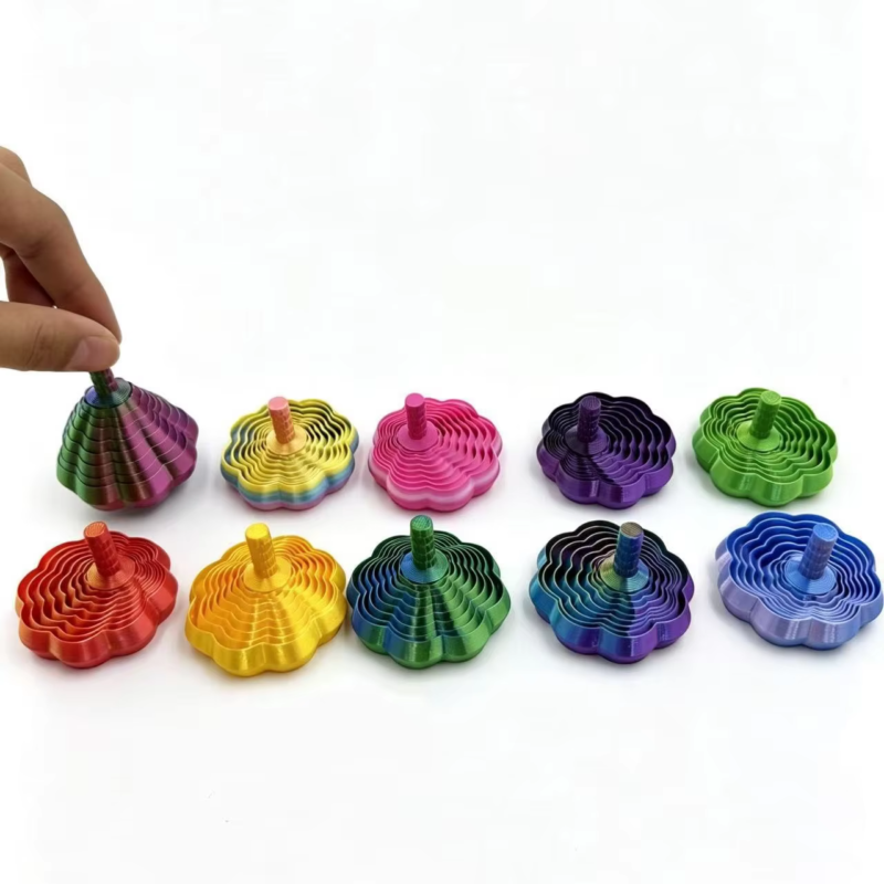 3D Printed Toy Fractal Stress-Relief Gadget – Carrot Tower Rotating Creative Little Toy Spiral Magic