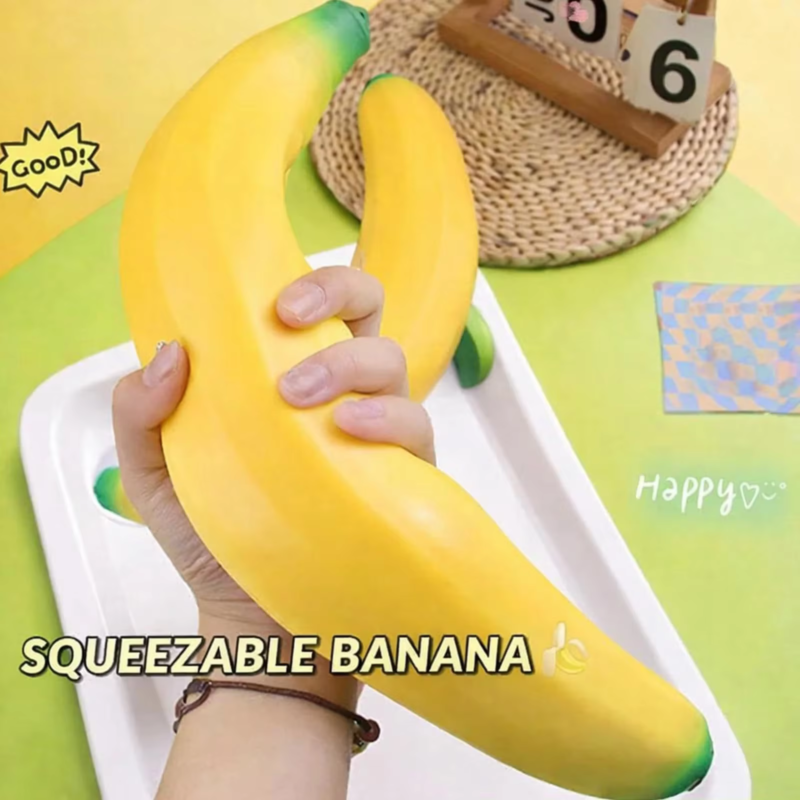 Giant Simulation Big Banana Stress-relief Squeeze Rebound Squishy Toy, Realistic Fruit Banana Rebound Decompression Toy