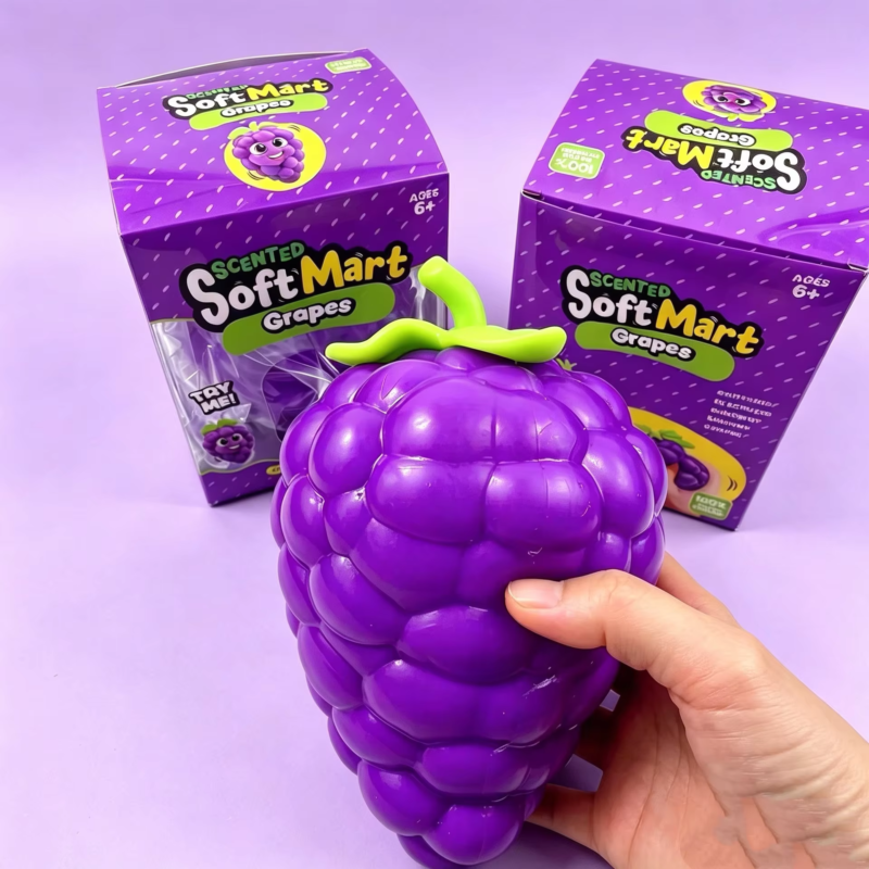 Extra-large purple Grape Squeeze Stress Relief TPR Filled Grape Squishy Toy, Stress-relief Squeeze Toy