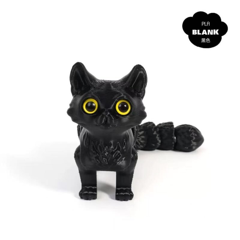 3D printed toy kitten with movable joints and tail
