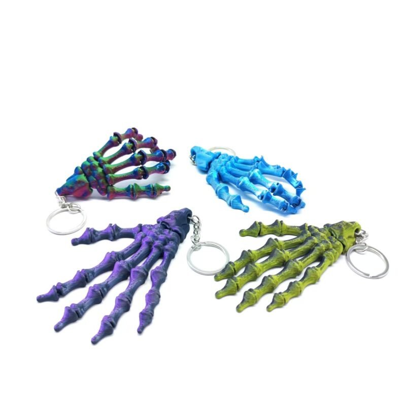Novelty Quirky Toy 3D Printed Articulated Skeleton Hand Keychain – Hand-Shaped Bag Charm