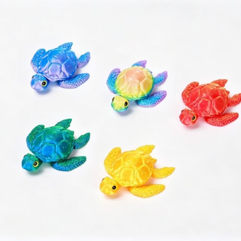 3D printed turtle little turtle with movable joints, decorative toy, creative toy model, poseable