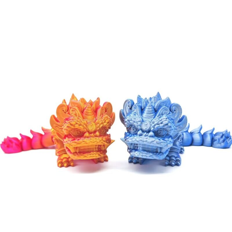 3D Printed Lion Dance Figure with Movable Joints, Auspicious Design, Trendy China-Style Collectible, Kids’ Gift, Craft, and Educational Toy