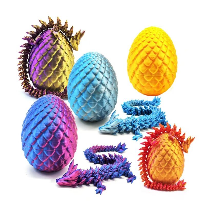3D Printed Crystal Dragon Egg Gem Dragon with Movable Joints, Decorative Dragon Set, DIY Handcrafted Colorful Display